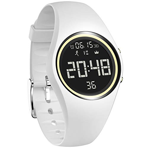 [EnergyPower] バイブ内蔵アラーム腕時計 IP68防水防塵 スポーツウォッチ バックライト サイレント目覚まし時計 ストップウォッチ カレンダー 3Dセンサー歩数計 歩行距離 消費カロリー表示 USB充電式 ラバーバンド スマホ不要で単独動作のスマートウォッチ ライフログ フル充電で60日駆動のロングライフ フィットネス ランニング スイミング他各種アクティビティに (ホワイト)